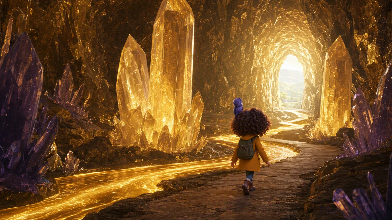 Sam and Vibo in the gold cave visualization world